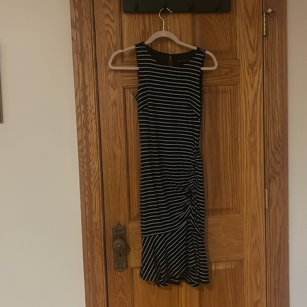 White House black market petite 0 black and white striped dress